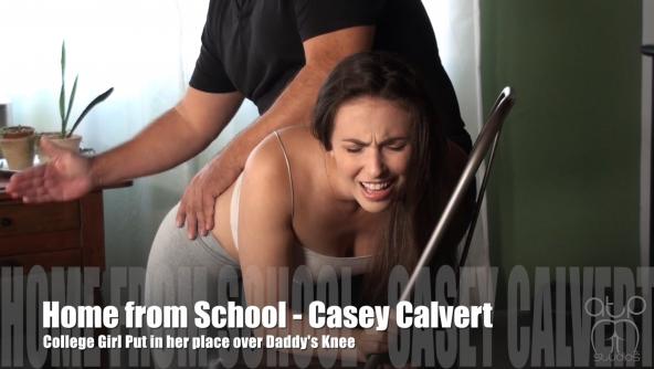 Home from School - College Girl put in her place over Daddy's Knee - Casey Calvert - 1080p