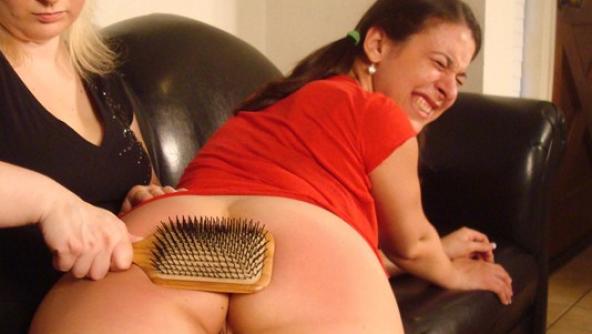 Disrespectful Little Sarah's OTK Bare Bottom Hairbrush Spanking from Mommy! F/F Age Play Feat. Sarah Gregory