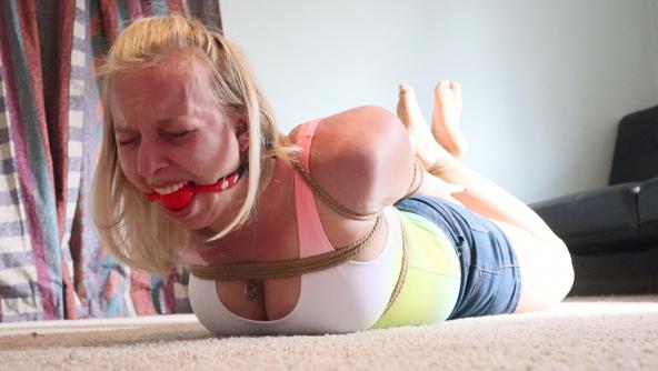 ~Vivica Lase~ Blonde Bondage Bimbo Struggling in Super Tight Hogtie