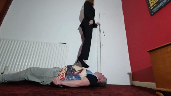 Danielle Tramples Her Slave In 4 Different Outfits FLOOR CAM