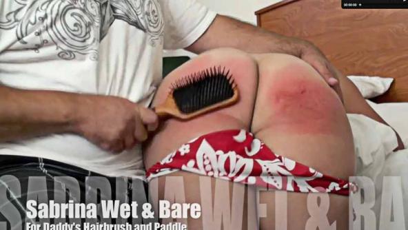 Sabrina Wet and Bare for Daddy's Hand and Hairbrush