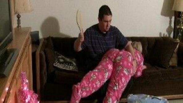 Blue Christmas: Bratty Little Girl Paddled in PJs by Daddy - AGE PLAY - HD WMV FORMAT