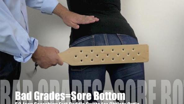 Bad Grades= Sore Bottoms - 50 Jean Scorching Frat Paddle swats for Christy Cutie HD 720p